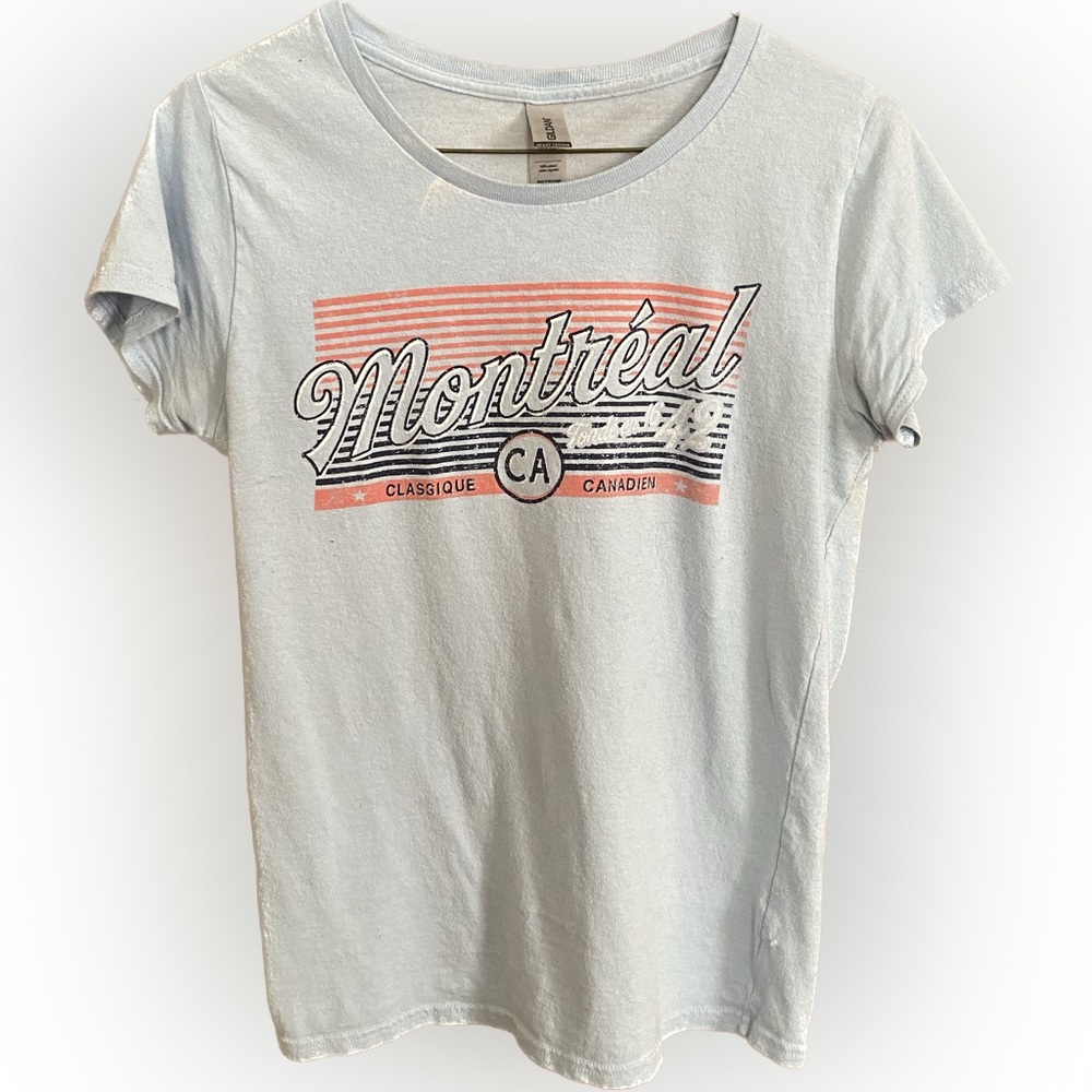 Distressed 90’s”Montreal” Baby Tee, Size Small